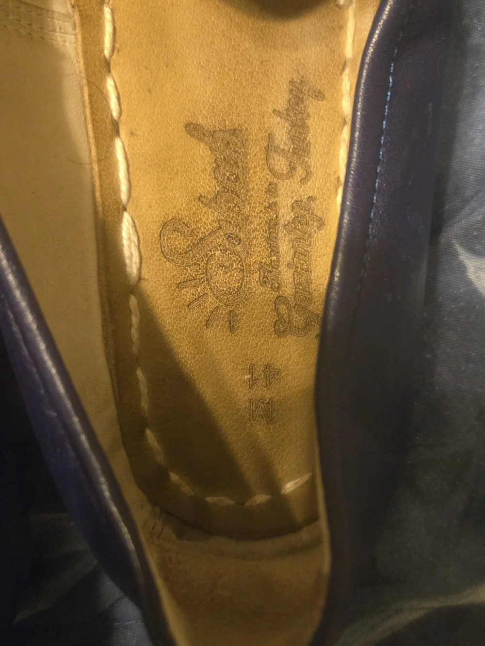 Sabah, Sabah Blue Leather Slip-Ons with Mustard Insole